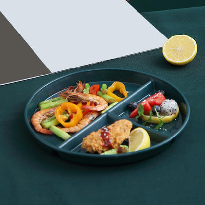 VICASKY Plastic Divided Dinner Plate 3-compartment Portion Control Tray, Food-grade Pp Material, Matte Green, Suitable for Diet Meal Prep and Breakfast Use
