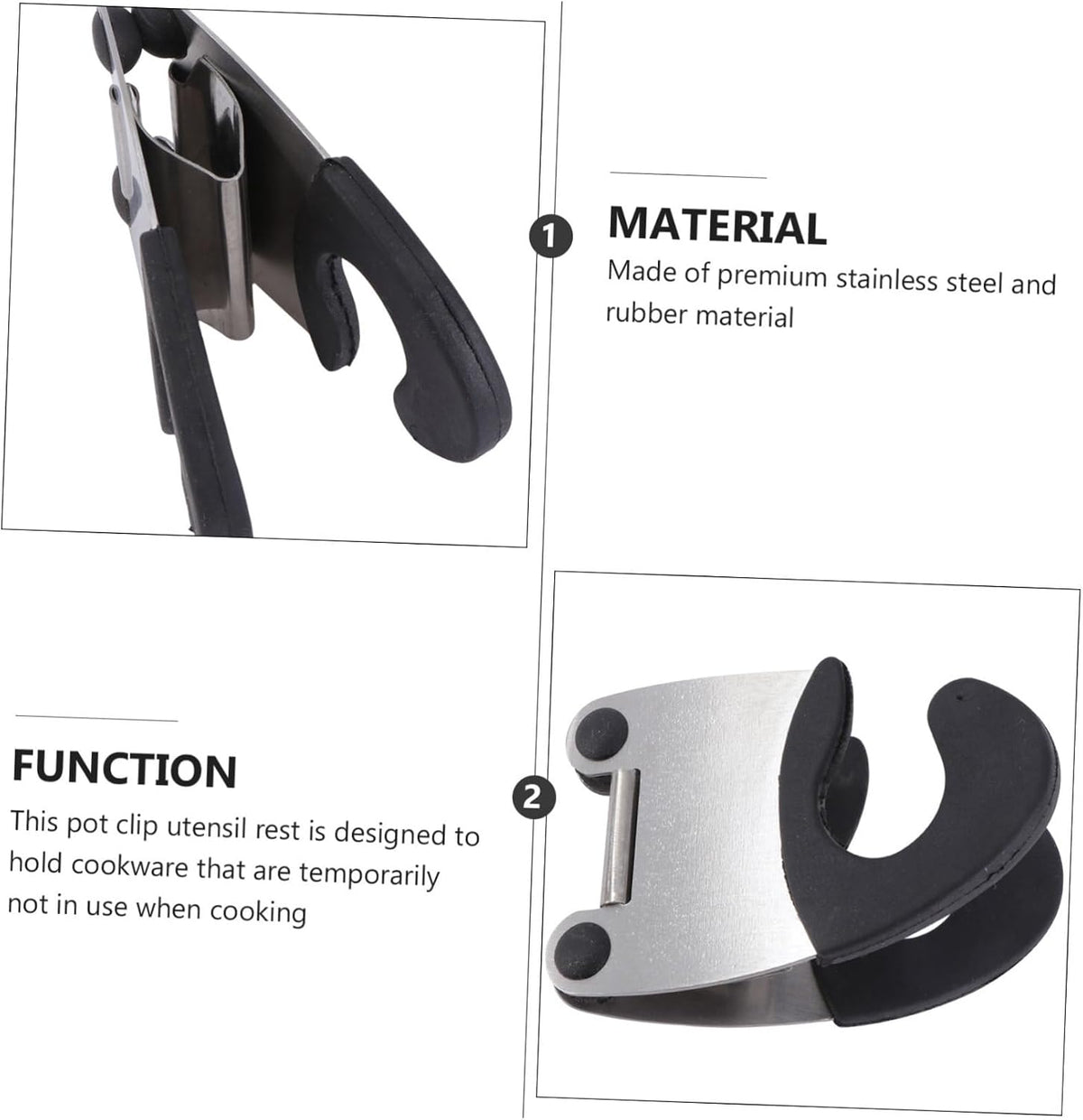 2 Pack Stainless Steel Pot Clip Spoon Holder for Cooking