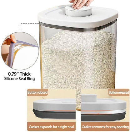 25 Lbs Airtight Rice Dispenser, Rice Storage Container,Dry Food Holder for Flour, Sugar, Cereal, Dog & Cat Food, Kitchen Pantry Organization
