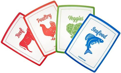 Farberware Flexible Cutting Mats with Food Icons, 11-Inch-by-15-Inch, Set of 4