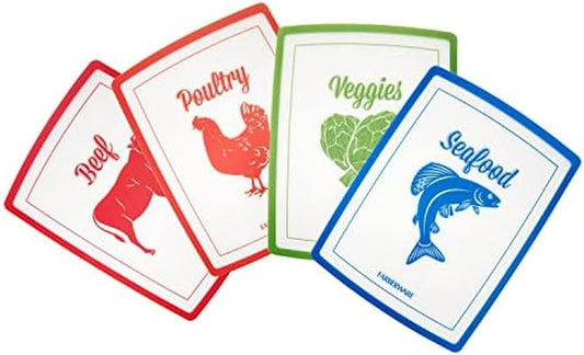 Farberware Flexible Cutting Mats with Food Icons, 11-Inch-by-15-Inch, Set of 4