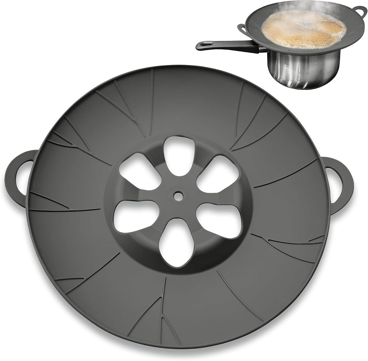 Chai, Tea & Milk Boil Over Spill Stopper Silicone Lid – Pots & Saucepans Universal Fit | Food-Safe, BPA-Free, Dishwasher Safe, withstand up to 520°F Temp