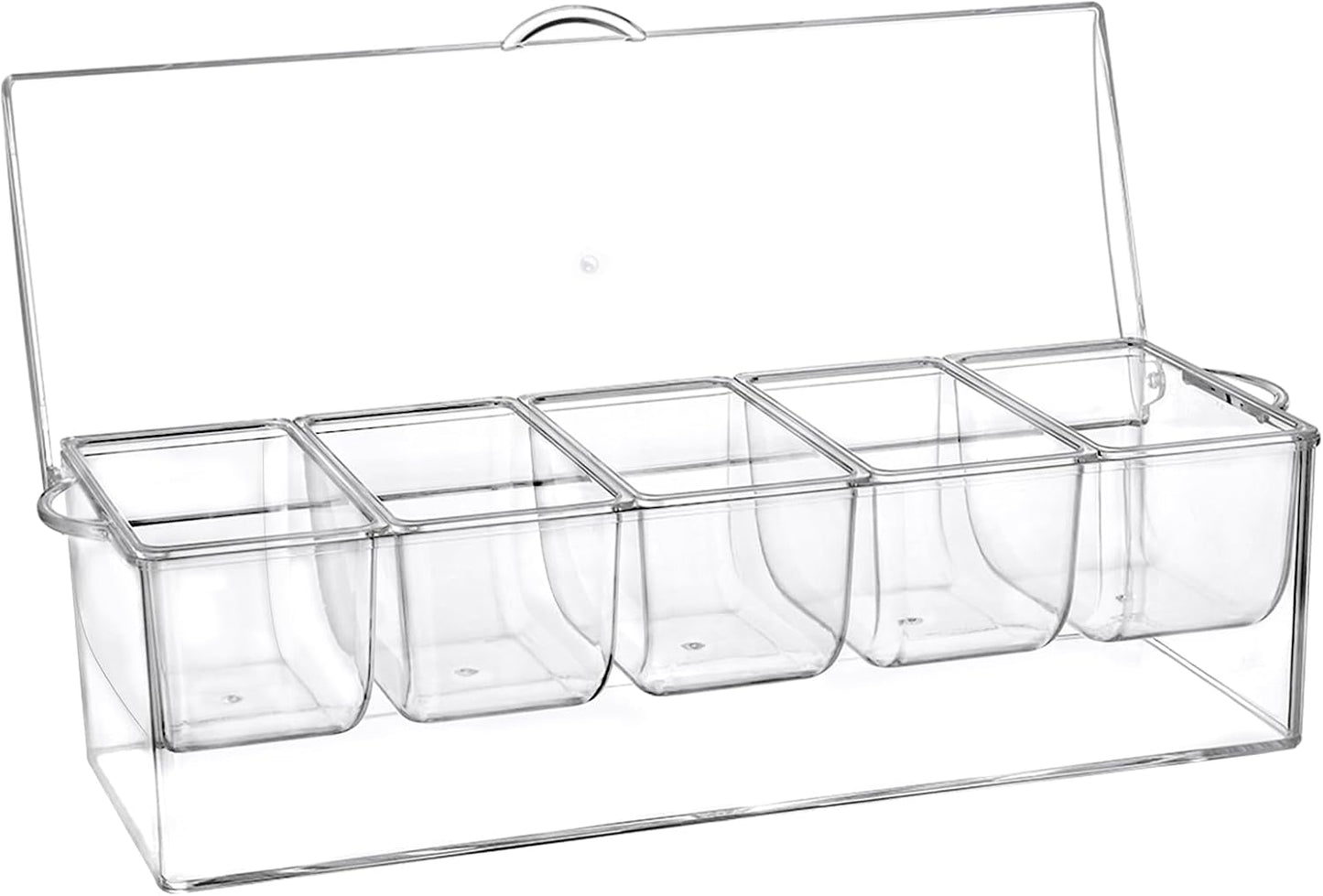MOLIGOU Chilled Condiment Server, Stainless Steel Chilled Condiment Tray with Lid, Ice Fruit Serving Containers with 5 Removable Compartments