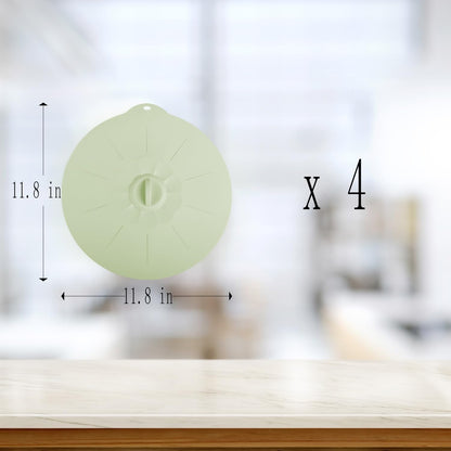 4 Pack 9.4" Silicone Lids for Cups Bowls Plates Pans, Microwave Splatter Cover, Kitchen Containers Lids Cover for Food Storage,Light Green Large