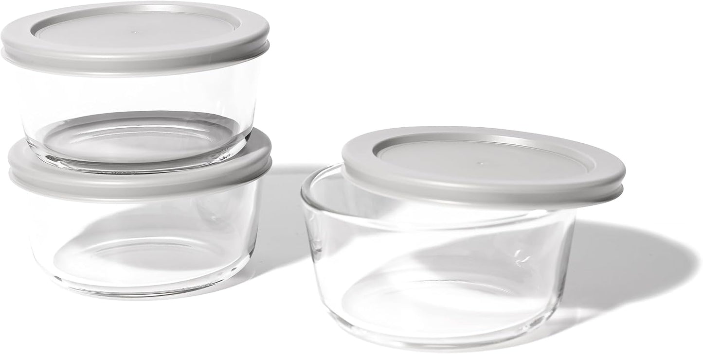 6-Piece Glass Food Storage Containers Set (3 Containers + 3 BPA-Free Lids) | 2-Cup, Leakproof | Microwave, Freezer, Oven & Dishwasher Safe | Ideal for Meal Prep & Pantry Organization, Pistachio