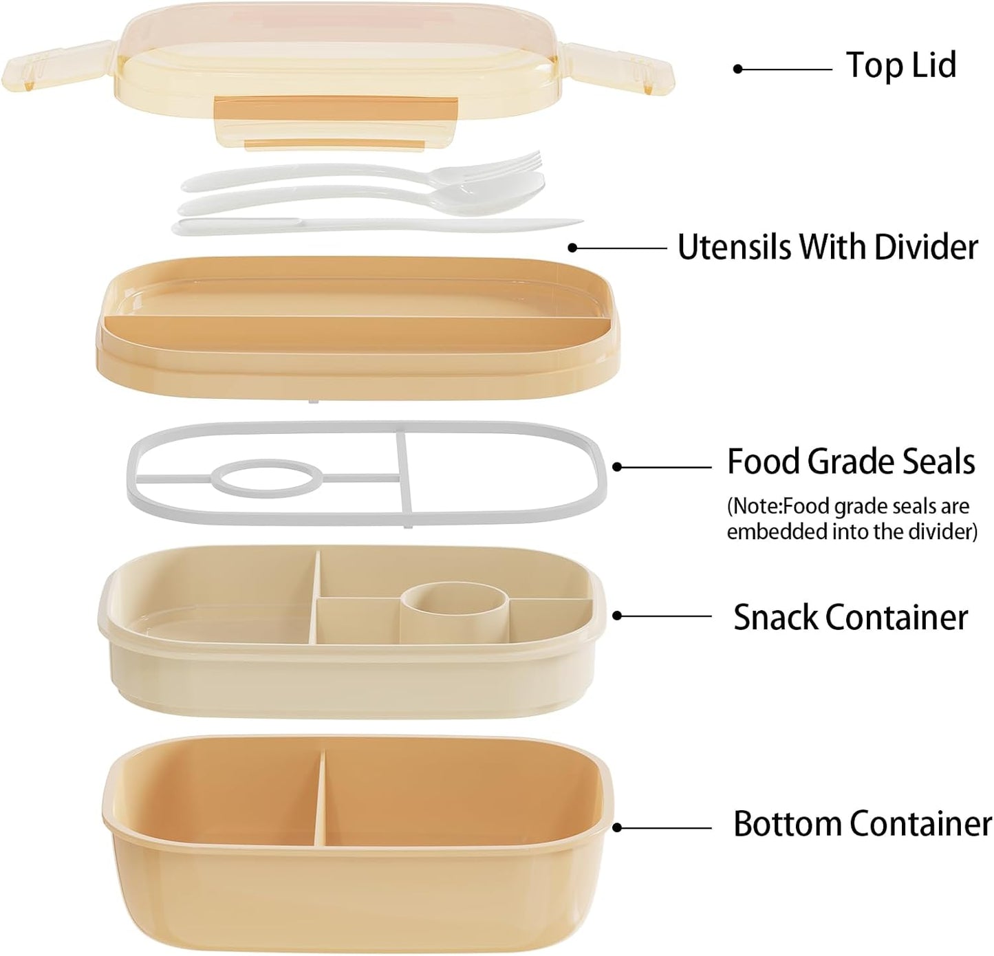 JBGOYON® Bento Lunch Box with Bag - All-in-One Stackable Lunch Containers with 3 Layers for Adults & Kids, 1900 ML Modern Bento-Style Design, Built-in Utensil Set, Lunch Bag (Purple)