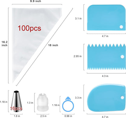 Piping Bags and Tips Set, 100 PCS 12in Pastry Bags, Piping Bags Disposable