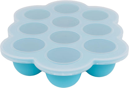 WeeSprout Silicone Freezer Tray with Clip on Lid Perfect Food Storage Container for Homemade Baby Food, Vegetable, Fruit Purees, and Breast Milk (Bright Blue, Six 3 Ounce Sections)