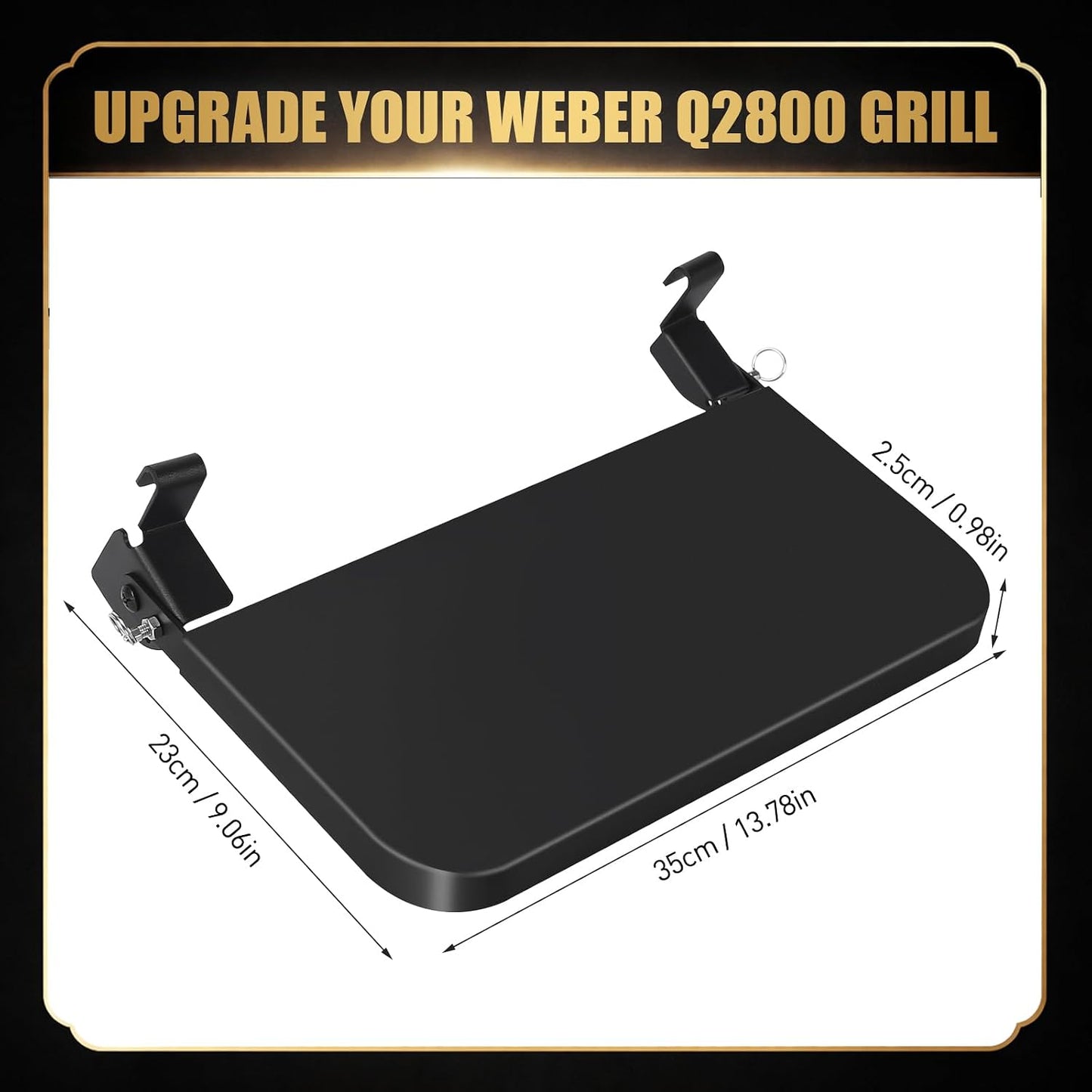 QuliMetal Folding Front Shelf for Traeger Pro 34, Texas Elite 34, Century 885 and Eastwood 34, 37" x 12" Heavy-Duty Grill Prep Table with Cutting Board, Stainless Steel Basin, Lid and 5 Hooks