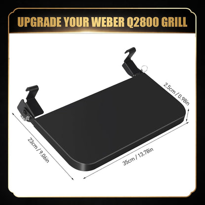 QuliMetal Folding Front Shelf for Traeger Pro 34, Texas Elite 34, Century 885 and Eastwood 34, 37" x 12" Heavy-Duty Grill Prep Table with Cutting Board, Stainless Steel Basin, Lid and 5 Hooks