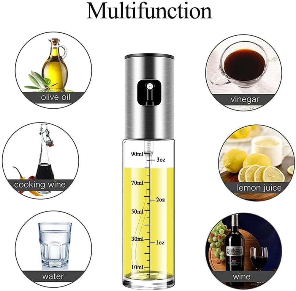 100ml Oil Sprayer for Cooking, Mini Kitchen Olive Oil and Vineger Mister for Salad, Baking, Airfryer, Grilling, BBQ (Funnel, Basting Brush and Cleaning Brush Included.)