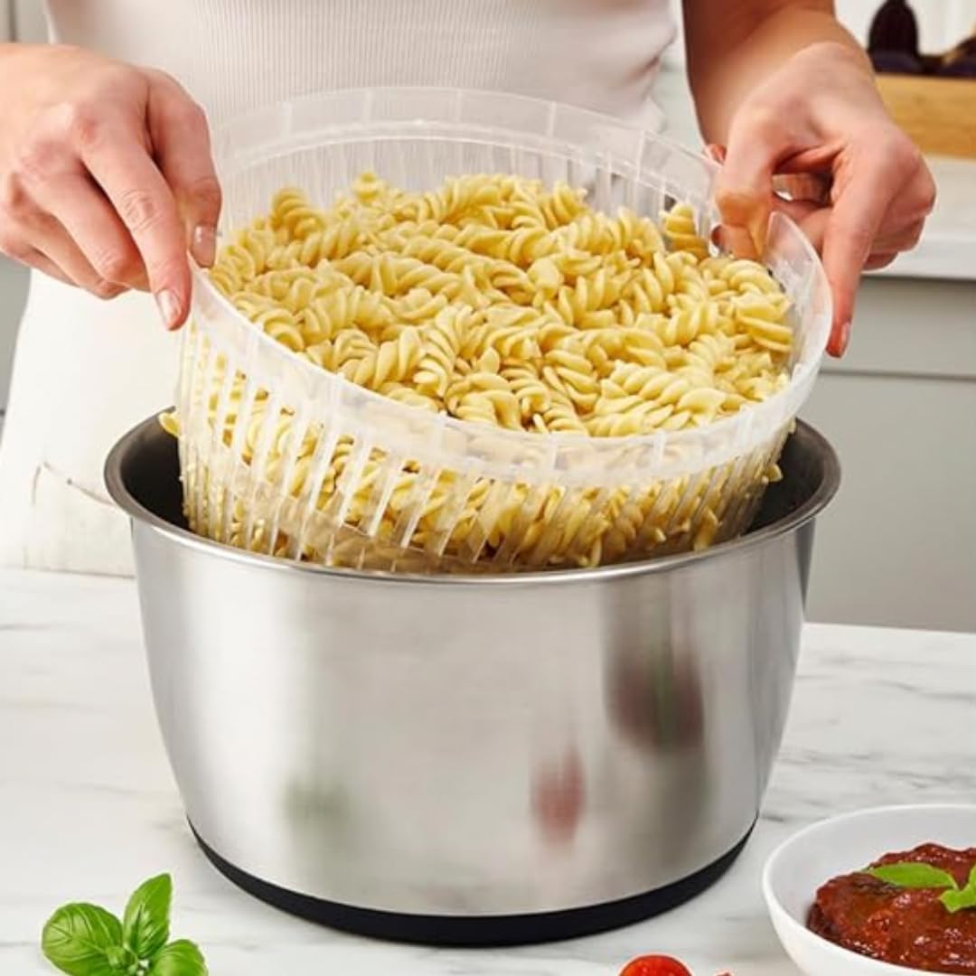 GINSU Pump Salad Spinner with Stainless Steel Bowl 6L Large Capacity Manual Spinner, Durable BPA-Free Design for Fast Drying Lettuce, Vegetables & Fruits