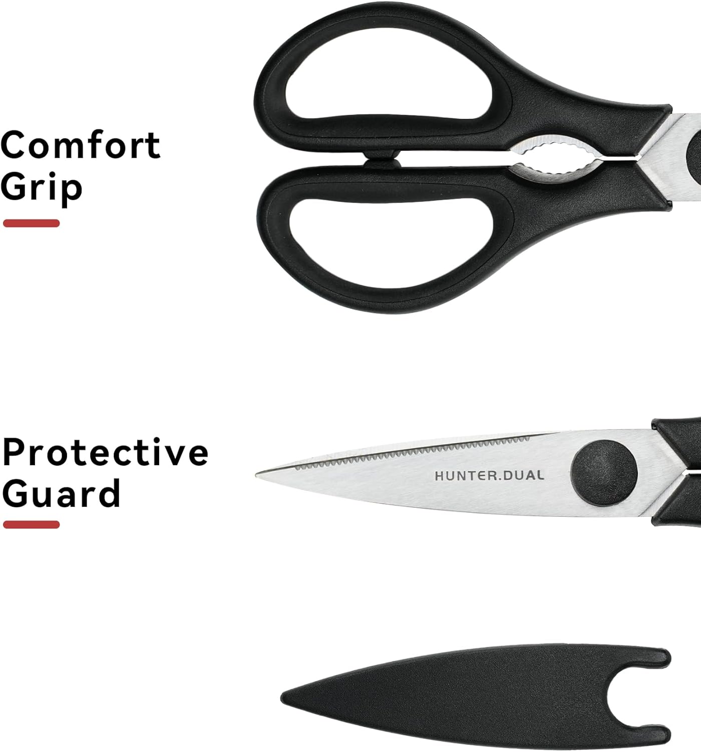 Kitchen Scissors for Food, HUNTER.DUAL Heavy Duty Come Apart Poultry Shears for Cooking, All Purpose for Cutting Chicken, Meat, Fish & Vegetables (Auqa, 8.35 Inch)