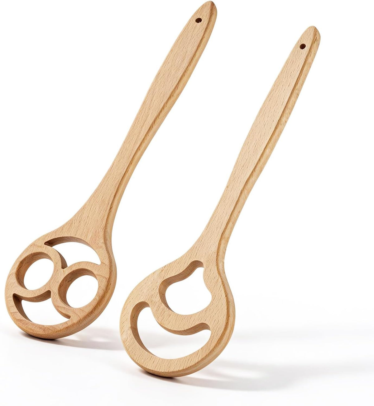 2 Pack Danish Dough Whisk, 12.6 Inch One-Piece Wood Sourdough Mixing Tool