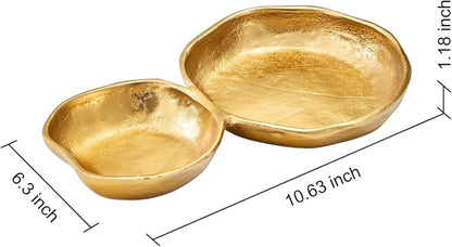 Cluster of 10 Round Serving Bowls Gold Clusters Decorative Elegant Snack Tray for Olives, Chip & Dip, Nuts, Appetizers & Entertaining Strong Brass & Enamel Home Decor Gifts, Parties & Weddings 20.5"