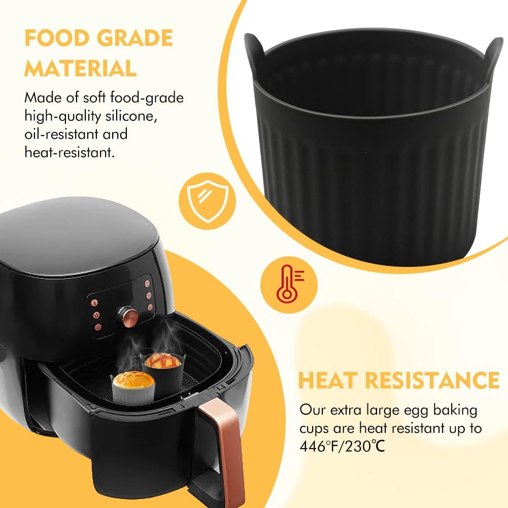 4Pack Air Fryer Baking Ramekins, Silicone Ramekins for Air Fryer, Easy Release Baking Cakes Moulds Egg Poached Fried Egg Mould, Bakeware Set for Eggs, Cupcakes, Muffins, Puddings