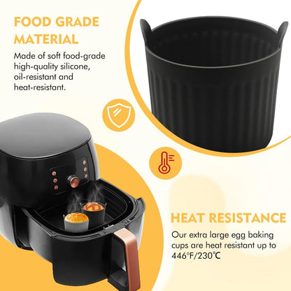 4Pack Air Fryer Baking Ramekins, Silicone Ramekins for Air Fryer, Easy Release Baking Cakes Moulds Egg Poached Fried Egg Mould, Bakeware Set for Eggs, Cupcakes, Muffins, Puddings