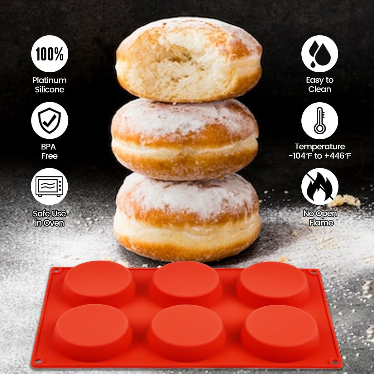 CAKETIME Muffin Top Pan, Silicone Egg Molds for Breakfast Sandwiches 3 Inch Round Baking Pan for Oven English Muffins, Whoopie Pies, Corn Bread, Egg bites, Tarts 3 Pack Confetti