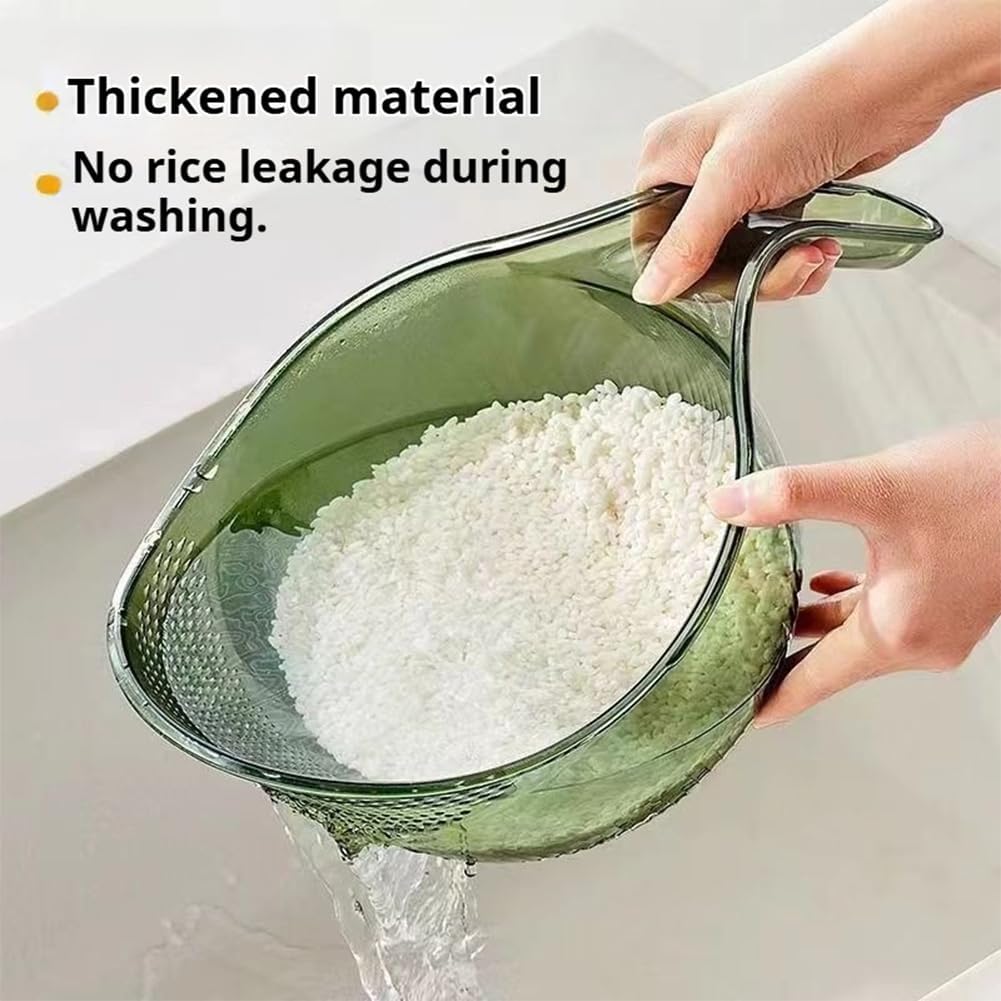 2027 New Aesthetic Multifunctional Rice Strainer with Handle (Gray+Green)