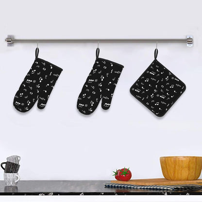Boho Floral Oven Mitts and Pot Holders Sets of 3, Cute Baker Stuff