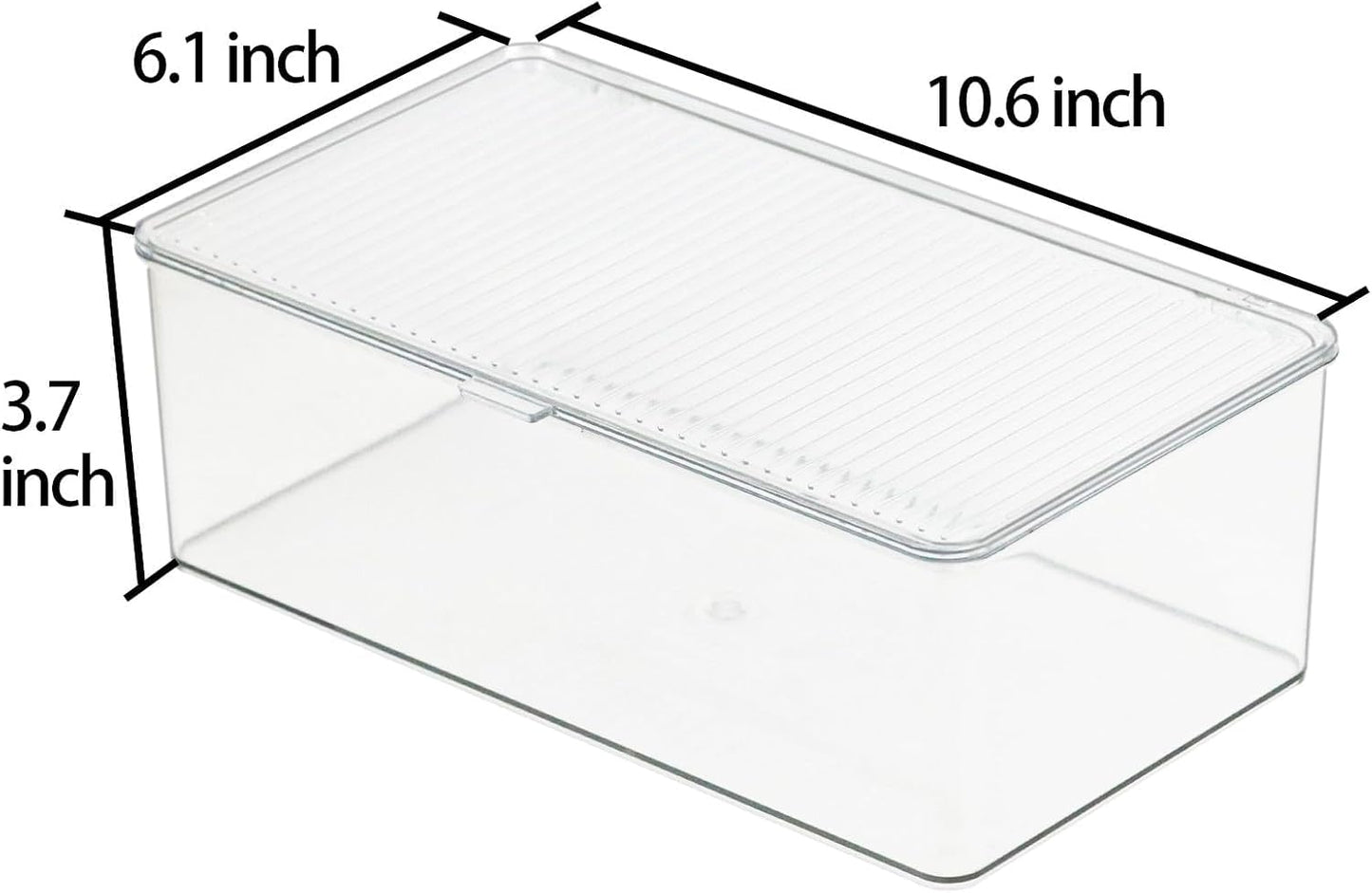 ZEXALOR Clear Plastic Storage Bin with Lid, Makeuo Holder, Fridge Organizer, Refrigerator Organizers and Storage, Small Container for Pantry, Office, Dresser, Bathroom, Kitchen, Snack