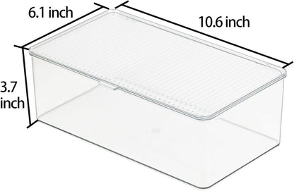 ZEXALOR Clear Plastic Storage Bin with Lid, Makeuo Holder, Fridge Organizer, Refrigerator Organizers and Storage, Small Container for Pantry, Office, Dresser, Bathroom, Kitchen, Snack