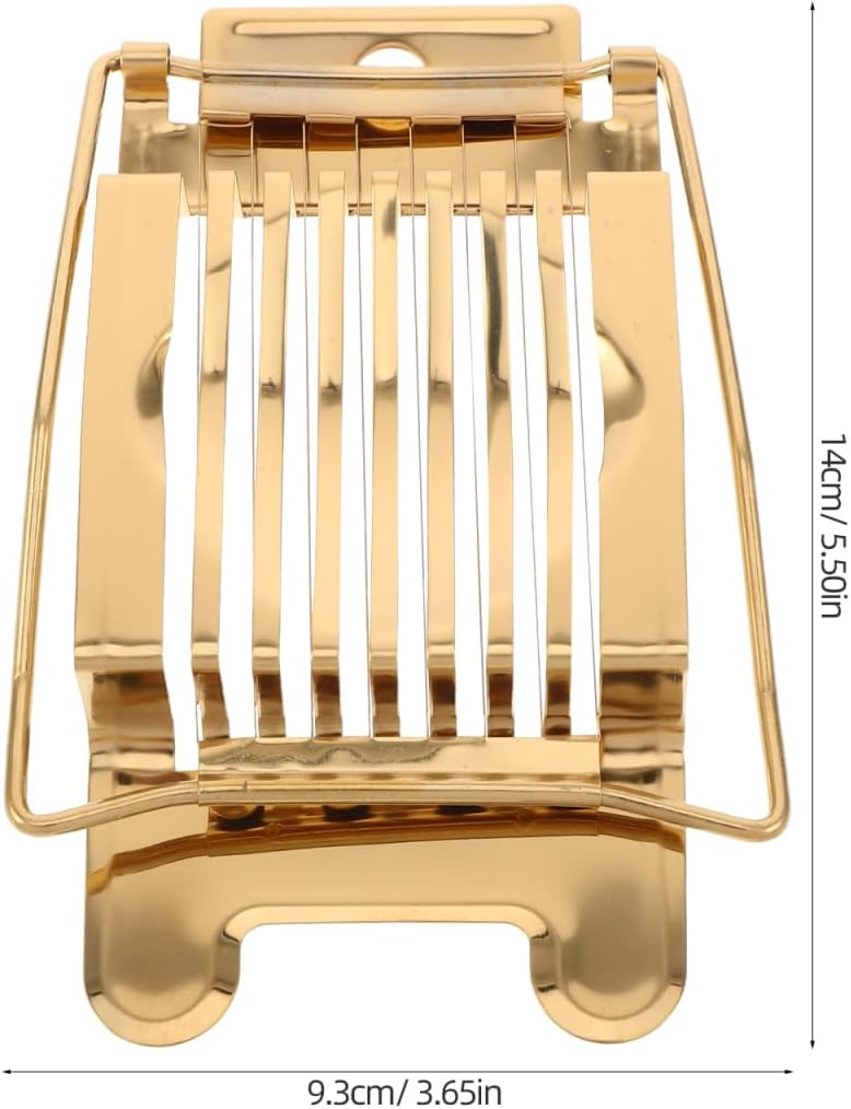 Stainless Steel Egg Slicer for Hard Boiled Eggs: Luxury Golden Metal strawberry Cutter Tool - Heavy Duty Strawberry Slicer & Mushroom Fruit Chopper Kitchen Gadget, Dishwasher Safe, 5.50"x3.65"