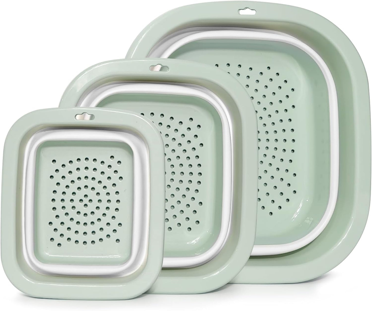 Collapsible Colander and Sink Basin Set - 2 in 1 Collapsible Colander Strainer with Collapsible Wash Basin for Kitchen, RV Camping, Foldable Fruit Vegetable Washing Basket, 8 QT, Blue