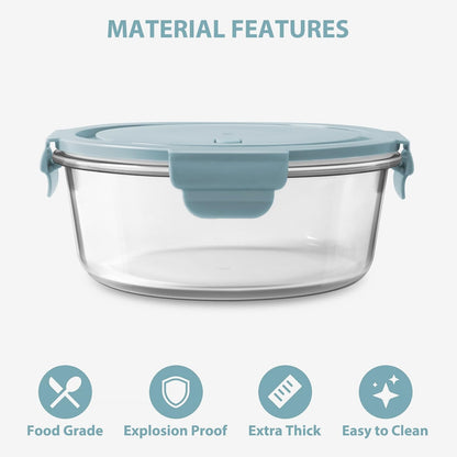 Freshmage 23oz Glass Meal Prep Containers with Lids, Airtight 3-Cup Glass Storage Containers Set, Heat-Resistant BPA-Free for Soup, Leftover, Microwave, Dishwasher, and Freezer Safe (6 Packs)