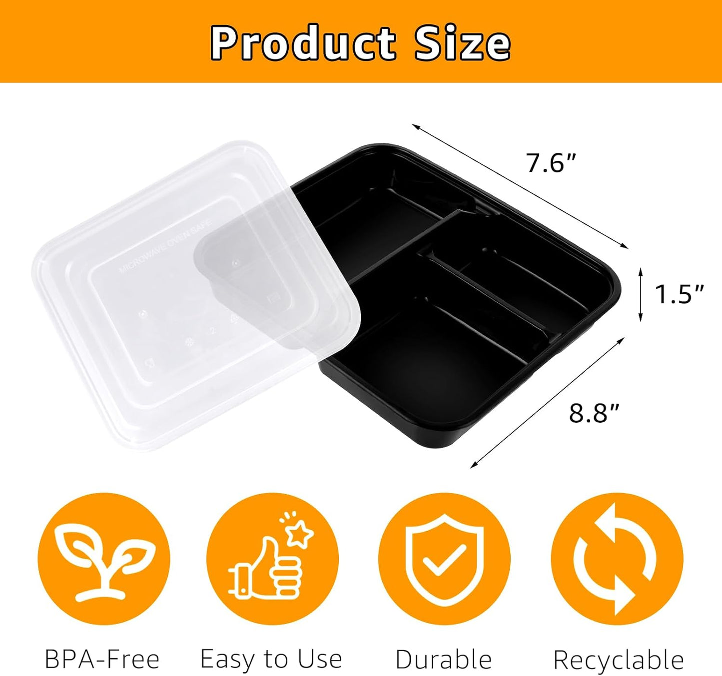 Lifetime Supplies 100 PACK Meal Prep Containers, Extra Large & Thick Food Storage Containers with Lids - BPA Free Stackable Microwavable & Dishwasher Safe, Travel, To Go, Bento Box