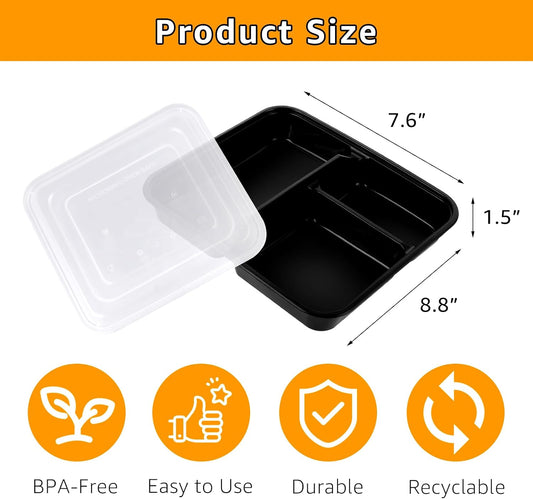 Lifetime Supplies 100 PACK Meal Prep Containers, Extra Large & Thick Food Storage Containers with Lids - BPA Free Stackable Microwavable & Dishwasher Safe, Travel, To Go, Bento Box