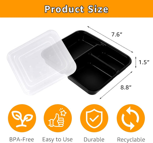 Lifetime Supplies 100 PACK Meal Prep Containers, Extra Large & Thick Food Storage Containers with Lids - BPA Free Stackable Microwavable & Dishwasher Safe, Travel, To Go, Bento Box
