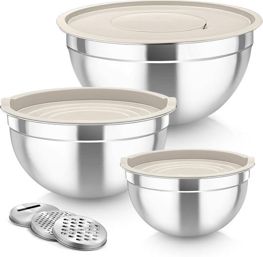 TeamFar Mixing Bowls, Stainless Steel Nesting Salad Bowls Set