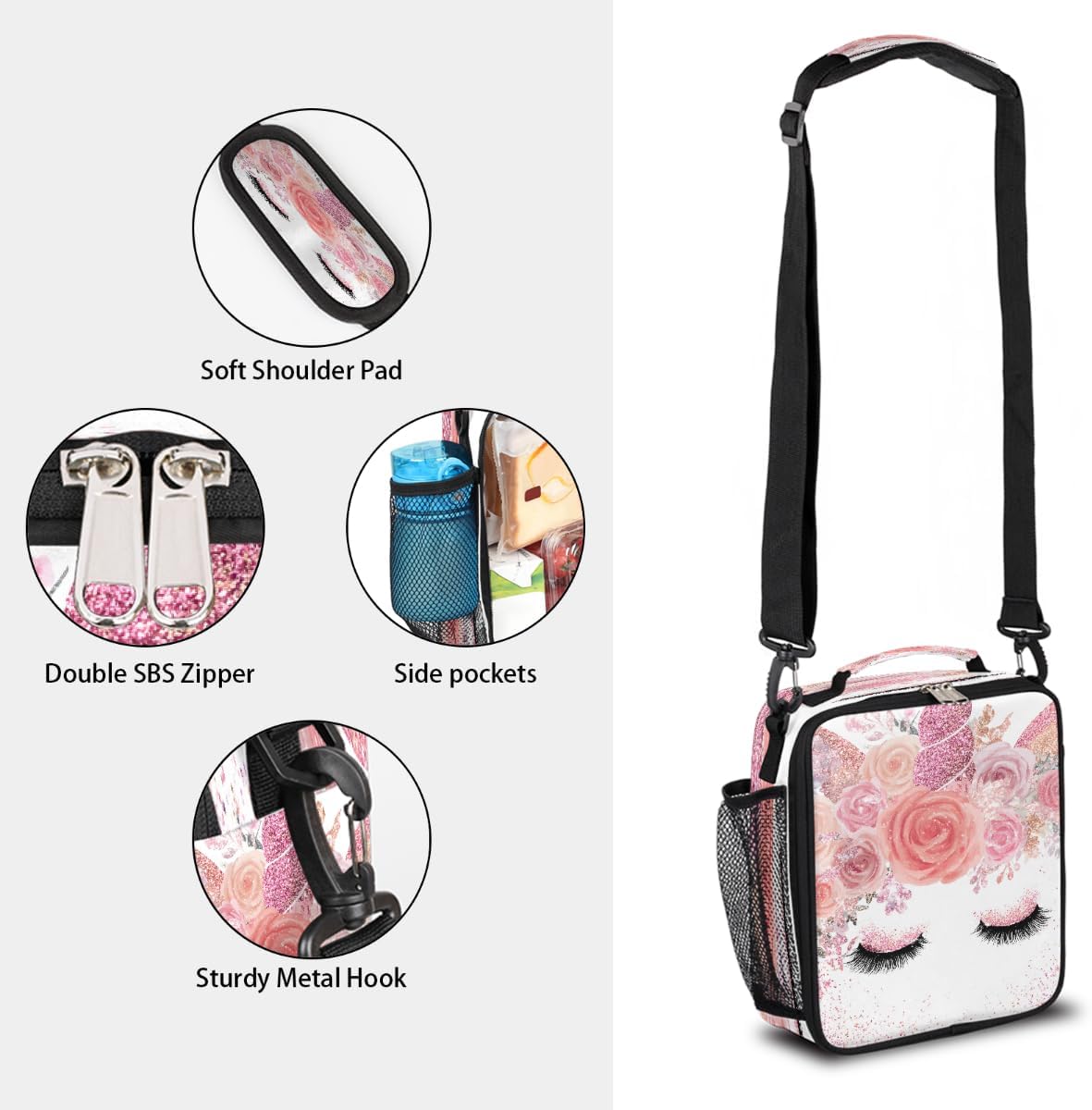 cfpolar Skull Skateboard Lunch Box for Boys Girls, Insulated Lunch Bags for Kids Reusable Mini Cooler Lunch Tote Lunchbox Thermal Meal Tote Kit with Shoulder Strap for Work School Picnic