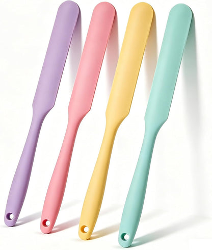 Silicone Jar Spatula Set, 4 Pcs Long Handle Sourdough Scraper Tools