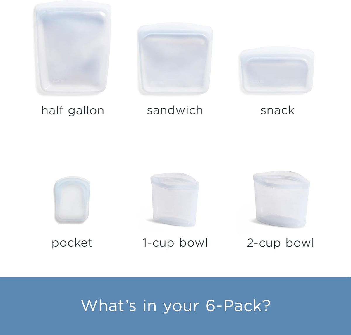Stasher Premium Reusable Silicone Food Storage Bags, 2-Pack, Clear