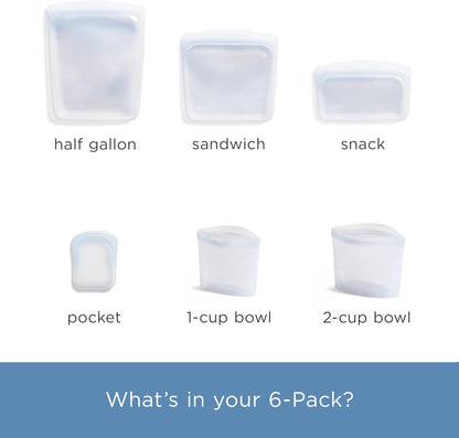 Stasher Premium Reusable Silicone Food Storage Bags, 2-Pack, Clear