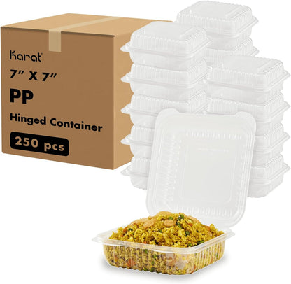 Karat FP-HC99PP-3CU 9"X 9" PP Hinged Containers 3 Compartment - (Case of 200)