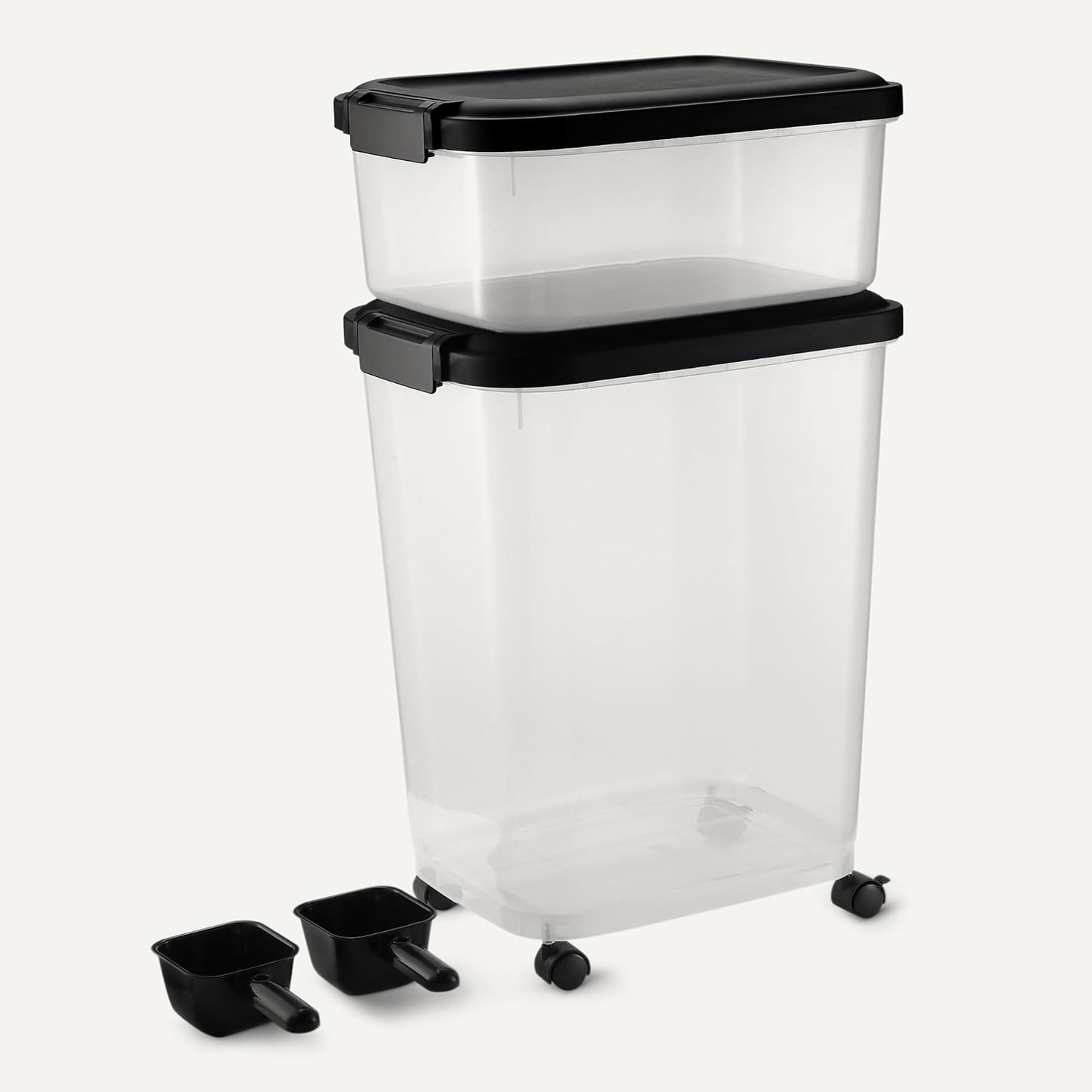 Amazon Basics Pet Food Storage Container with Rolling Wheels, BPA-Free, Detachable Scoop, 50lbs Capacity