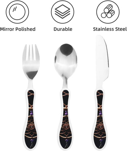 3-Piece Kids Silverware Set With Storage Case, Stainless Steel Reusable Children Safe Knife Spoon Fork Set Long Haired Dachshund Children Flatware Set For Kids Lunch Box