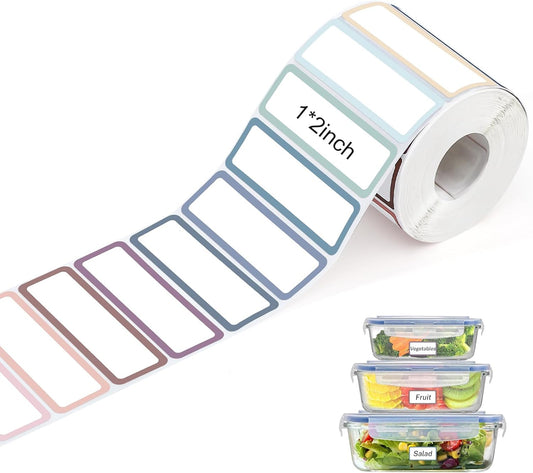 1000Pcs Removable Food Labels 1 x 2 Inch, Colored Freezer Labels Stickers Waterproof Oil for Food Containers, Classroom, Storage (10 Colors)