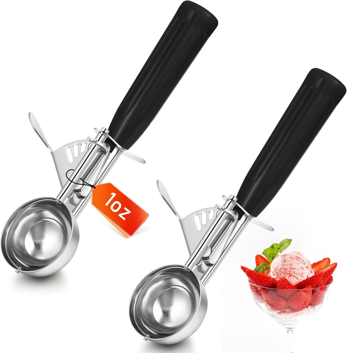 Reallnaive Ice Cream Scooper with Trigger, 4 oz, Gray