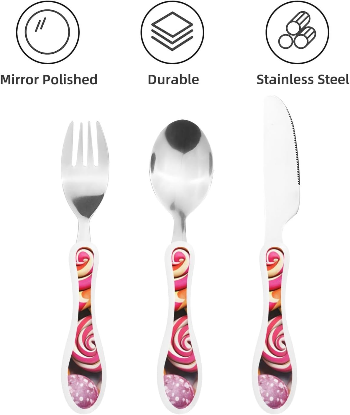 3-Piece Kids Silverware Set With Storage Case, Stainless Steel Reusable Children Safe Knife Spoon Fork Set Candy Children Flatware Set For Kids Lunch Box