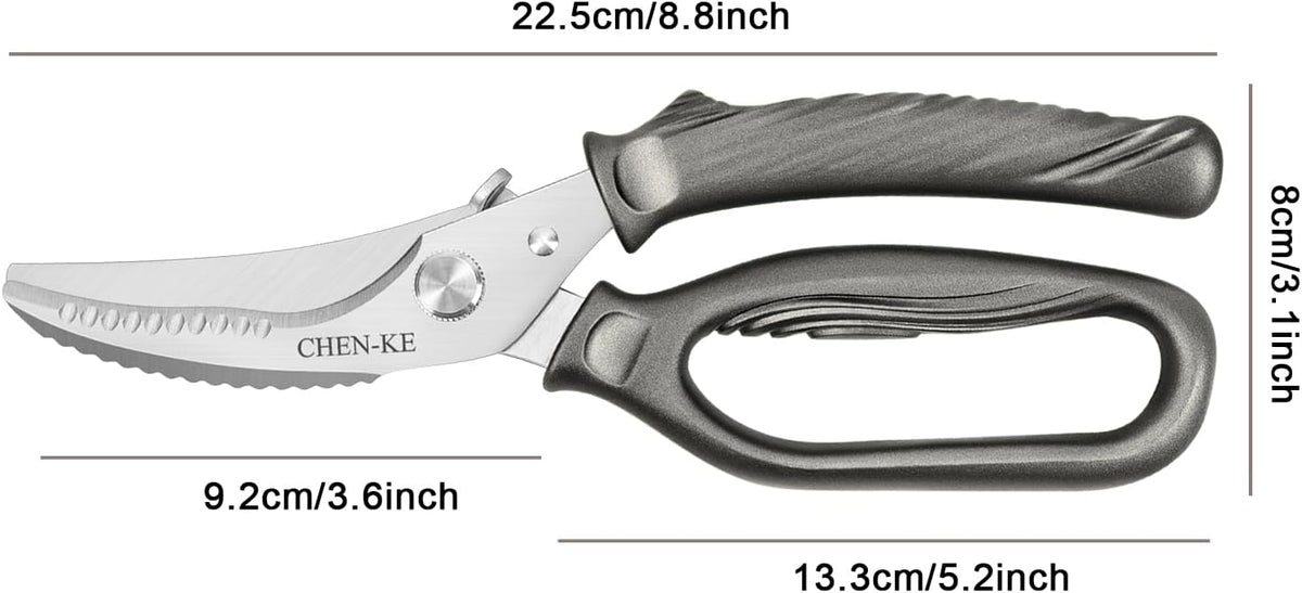 CHEN-KE Rust Resistant Heavy Duty Multipurpose Kitchen Shears-Grey