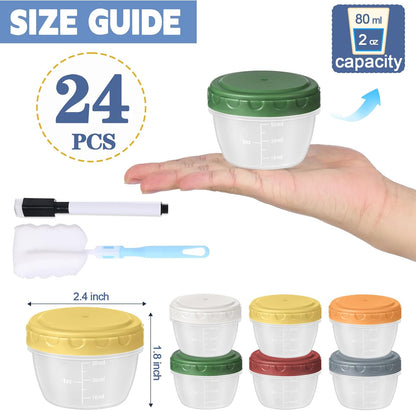 6pcs 10 oz Small Plastic Containers with Lids, Salad Dressing Container Reusable Small Food Storage Containers for Meal Prep, Leakproof, Microwave Dishwasher Freezer Safe, BPA-Free