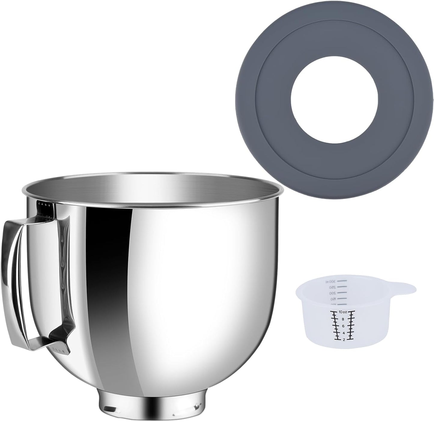 Stainless Steel Bowl Compatible with Kitchenaid Mixer 4.5/5QT，With Grey Lid,5 Quart Stainless Bowl for Kitchen Aid Mixing,With Green Lid