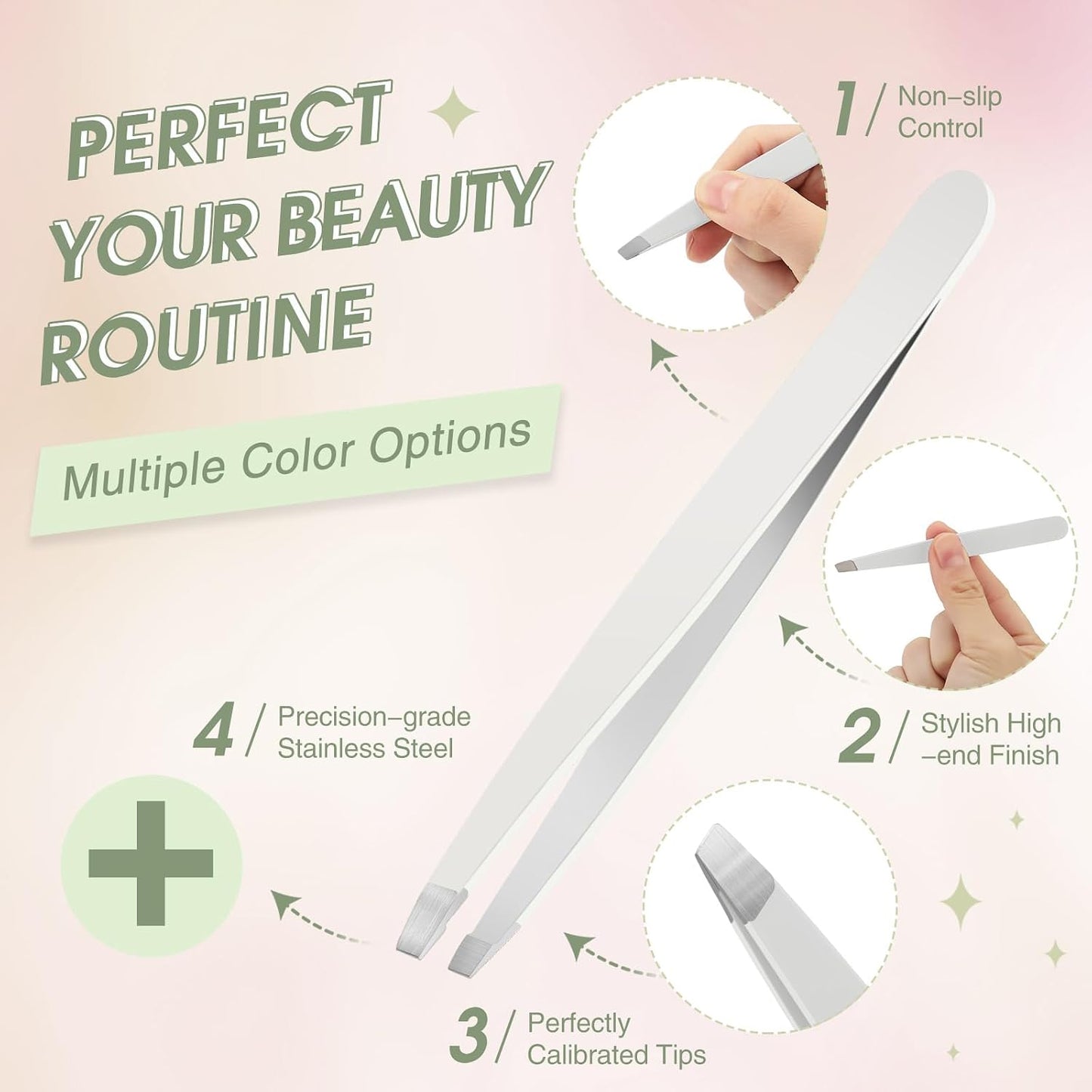 Mudder 12 Pcs Eyebrow Tweezers Set for Facial Hair Stainless Steel Slanted Tip Tweezers in Bulk for Men and Women(Silver)