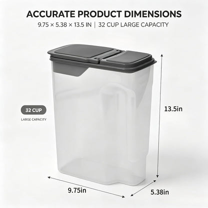 Cereal Containers Storage Airtight Food Organizers with Lids, 32 Cup BPA-Free Plastic Holder for Kitchen Pantry Organization, Clear Rice Flour Sugar Dry Goods Dispenser
