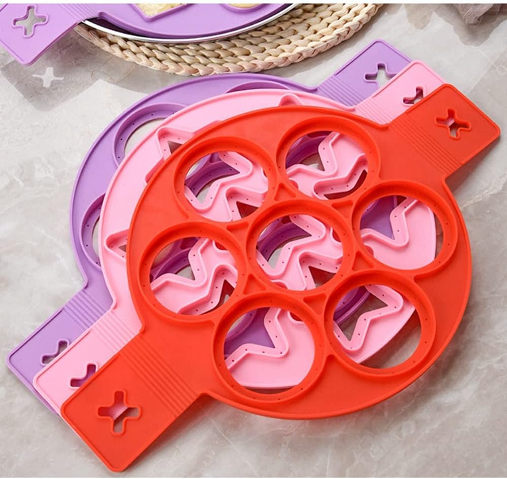 Nonstick Pancake Molds Ring Silicone Fried Egg Mould Reusable Pancake Maker Egg Ring Kitchen Cooking Baking Tools (Round Shape)
