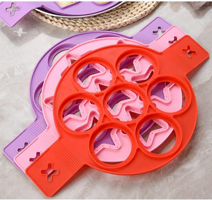 Nonstick Pancake Molds Ring Silicone Fried Egg Mould Reusable Pancake Maker Egg Ring Kitchen Cooking Baking Tools (Round Shape)
